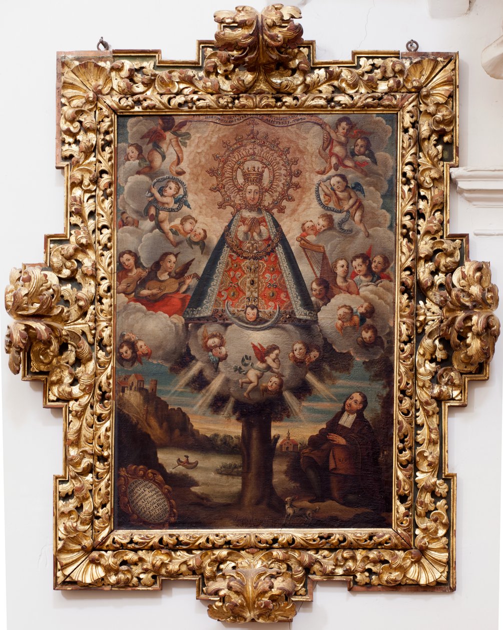 कॉलेजिएट चर्च। के भीतर। चित्र। (आवर लेडी ऑफ होप)। एक पदक में पाठ: "रेट्रा ऑल द थाउज़ेंड क्रॉसा इमेजेन डीएनयूएस्ट्रा एस डीएल एस्पेरांज़ा ए फर्नांडो डी ज़िल्ला फ़ाना के समान, यानी ताजो टेर मील से विला रियू को घेरता है? इस विला के लिए।" हस्ताक्षरित? द्वारा अज्ञात