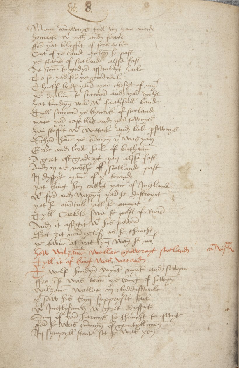 Wyntoun के क्रॉनिकल एंड्रयू की प्रति, फोल 319 वर्सो, विवरण, c.1550 (कागज पर स्याही) द्वारा अज्ञात