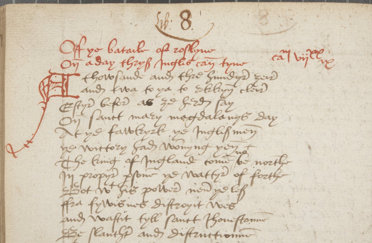 Wyntoun के क्रॉनिकल एंड्रयू की प्रतिलिपि, फोल 325 वर्सो, विवरण, c.1550 (कागज पर स्याही) द्वारा अज्ञात
