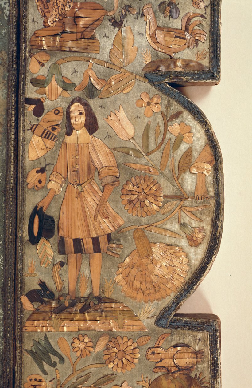 मिरर फ्रेम c.1670 . से स्ट्रॉ मार्क्वेट्री का विवरण द्वारा अज्ञात