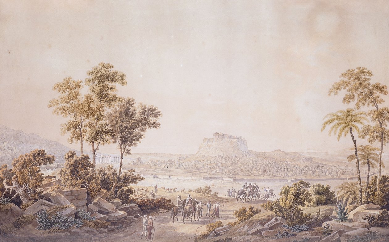 एथेंस, ग्रीस के शहर, C.1800 के आंकड़े द्वारा अज्ञात