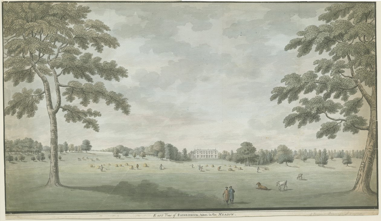 फिशरविक हॉल: वाटर कलर पेंटिंग, एनडी [1786] द्वारा अज्ञात