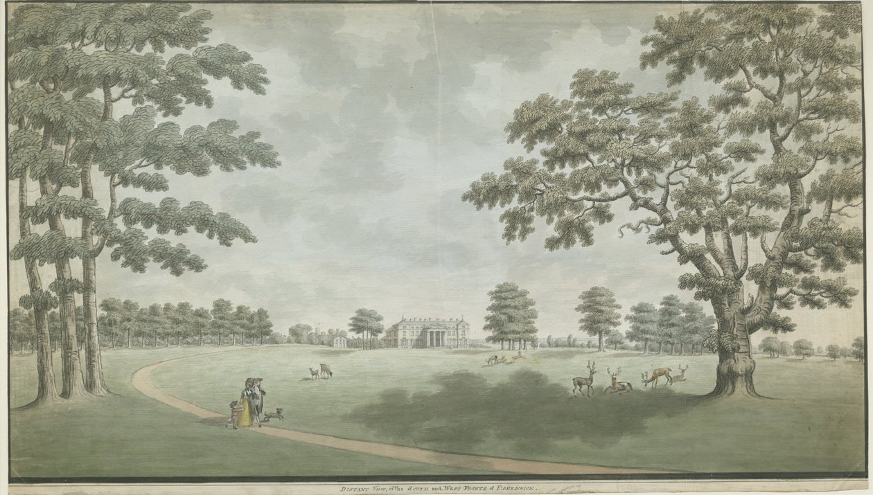 फिशरविक हॉल: वाटर कलर पेंटिंग, एनडी [1786] द्वारा अज्ञात
