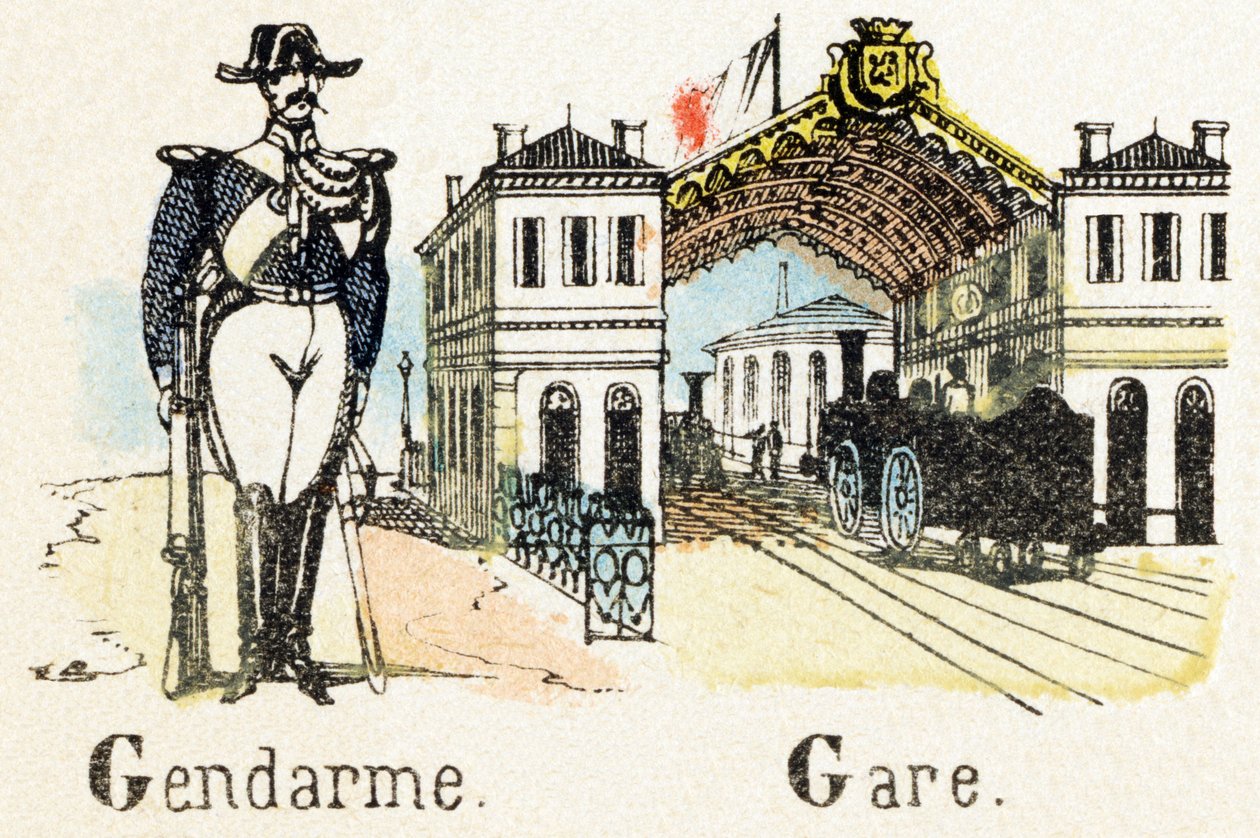 G - Gendarme Gare - वर्णमाला - बच्चों का मनोरंजन - छवि epinal, लोकप्रिय serie c.1890 (चित्रण) द्वारा अज्ञात