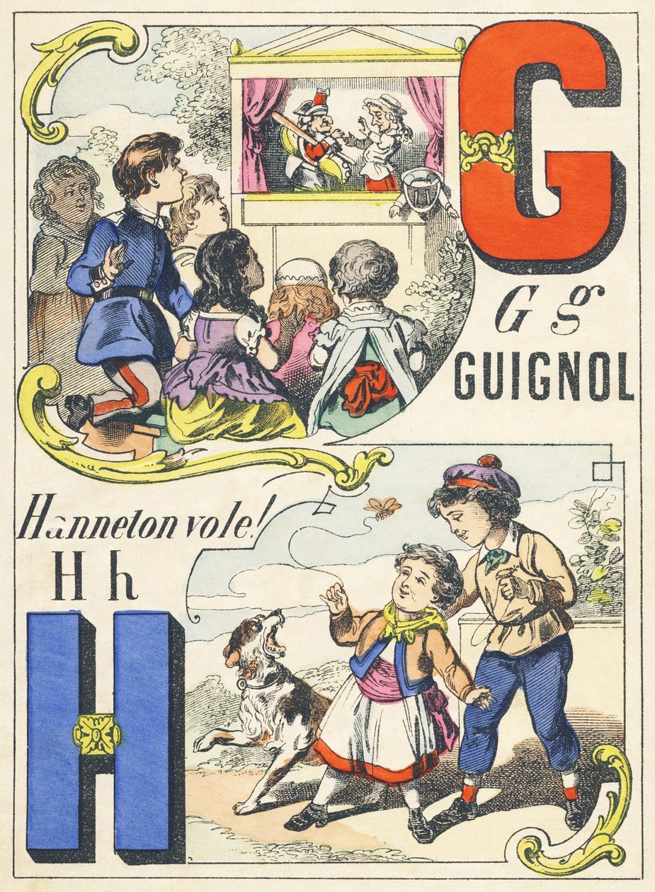 GH: Guignol, हैनेटन ने चुरा लिया! - खेल वर्णमाला, c.1890 (चित्रण) द्वारा अज्ञात