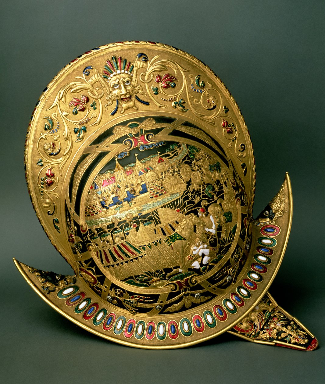 चार्ल्स IX (1550-74) 16वीं सदी का हेलमेट (सोना और मीनाकारी) द्वारा अज्ञात