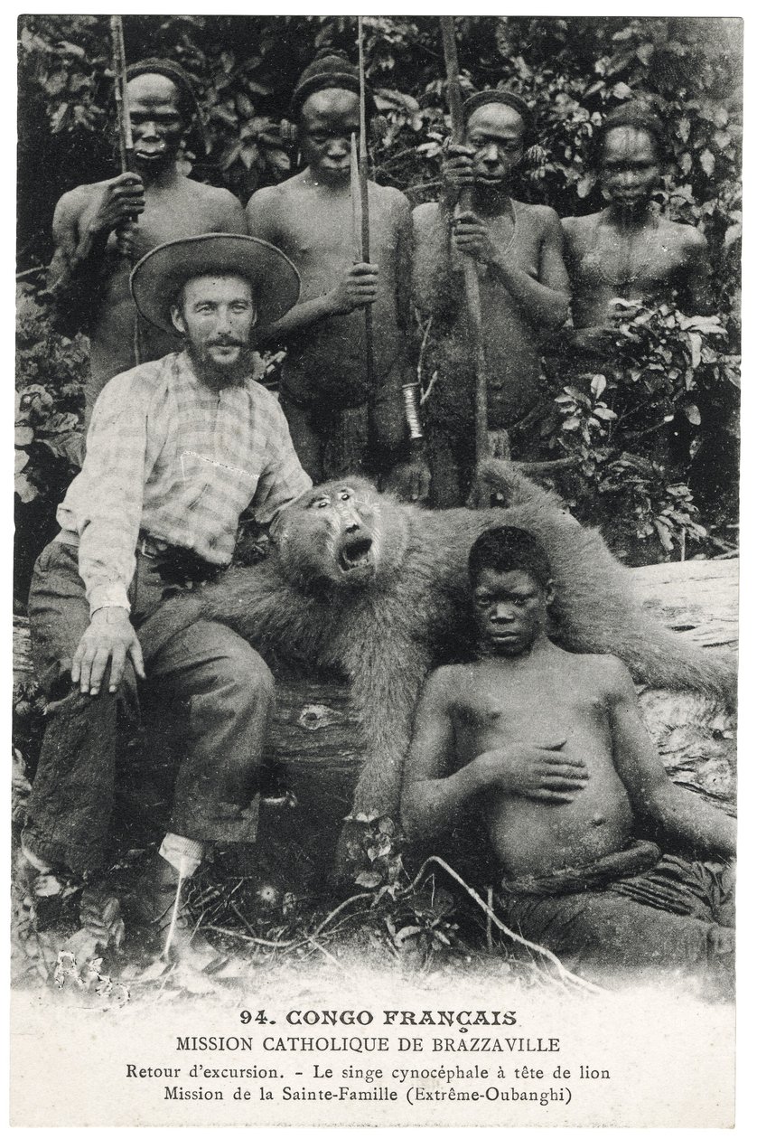 शेर के सिर वाला सिनोसेफेलिक बंदर, c.1910 (लिथो) द्वारा अज्ञात