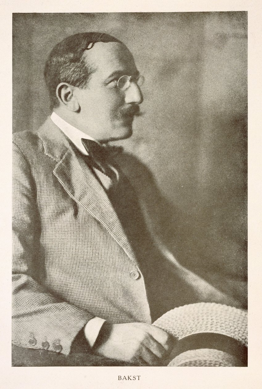 लियोन बैकस्ट (1866-1924), रूसी चित्रकार, चित्र फोटोग्राफ (बी/डब्ल्यू फोटो) द्वारा अज्ञात