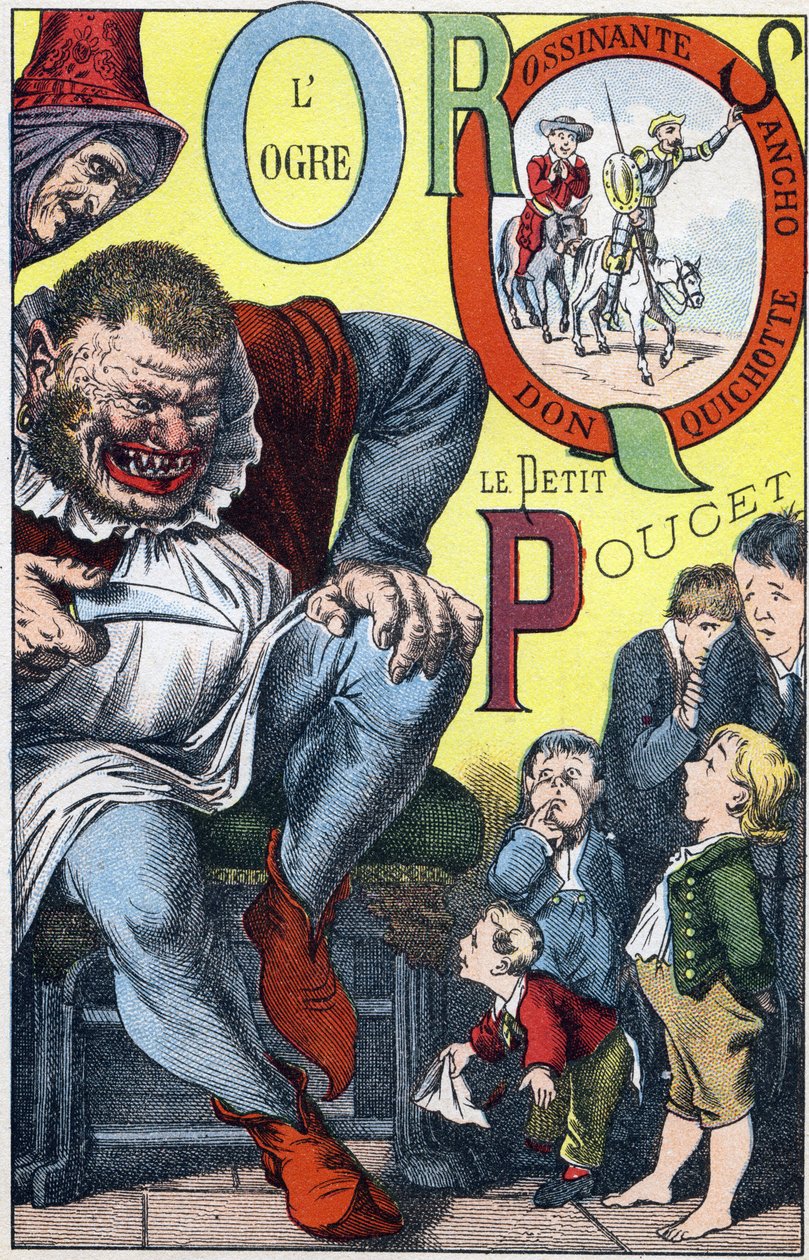 पत्र: OPQRS - L'Ogre et le Peucet, Don Quixote, Rossinante और Sancho - "ABC Les Images en Alphabet" में उत्कीर्णन - इमेजिंग d'Epinal - Pellerin and Cie, प्रिंटर-प्रकाशक, एपिनल, 19वीं सदी के अंत में, लगभग 1890 - 10 पृष्ठ - मंद: 19.5 x 13.5 द्वारा अज्ञात