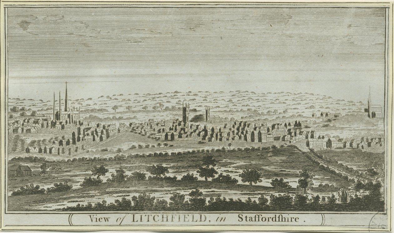 लिचफील्ड - साउथ वेस्ट व्यू: एनग्रेविंग, एनडी [सी 1780-85] द्वारा अज्ञात