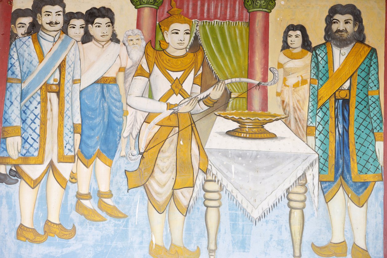 बुद्ध का जीवन राजकुमार सिद्धार्थ गौतम तलवारबाज़ी, कुश्ती और तीरंदाजी के चैंपियन बने, सिएम रीप, कंबोडिया द्वारा अज्ञात