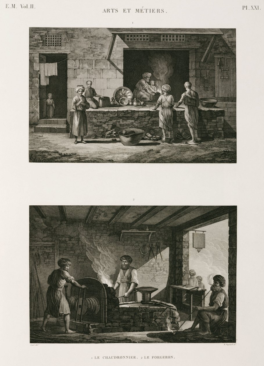 धातु, कॉपर कॉपरस्मिथ और लोहार, मिस्र, c 1798 द्वारा अज्ञात