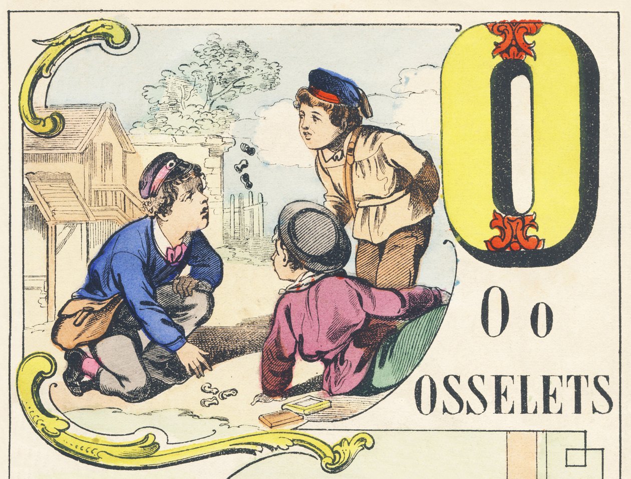 O : osselets - खेल वर्णमाला, c.1890 (चित्रण) द्वारा अज्ञात