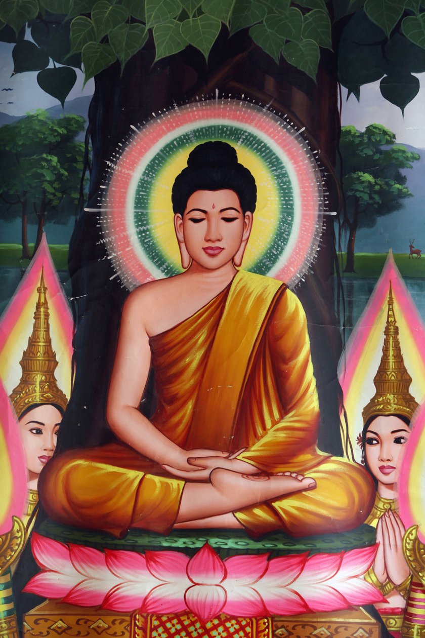 उडोंग कंबोज का ध्यान करते हुए बुद्ध को चित्रित करती पेंटिंग द्वारा अज्ञात