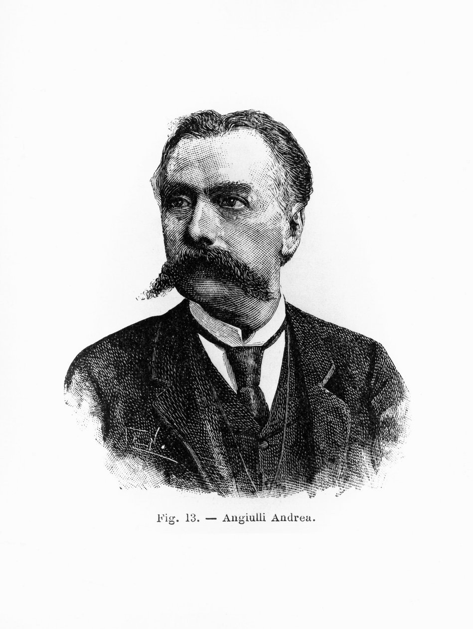एंड्रिया एंगिउली का पोर्ट्रेट (1837-1890), इतालवी दार्शनिक और शिक्षाशास्त्री, उत्कीर्णन द्वारा जेबी और ब्राउन जे। और रोबोथम