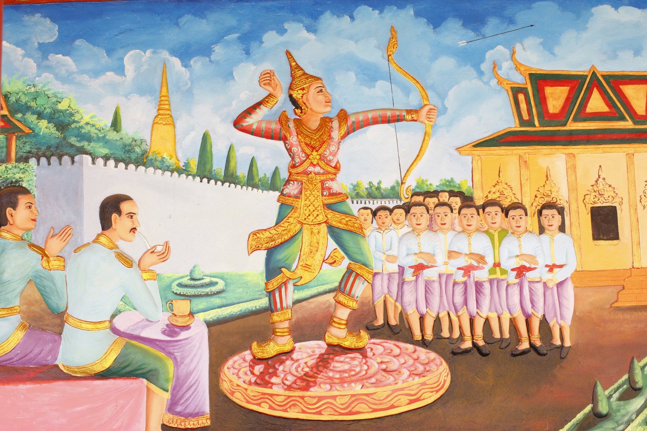 प्रीह प्रोम रथ मठ बुद्ध का जीवनराजकुमार सिद्धार्थ गौतम तलवारबाज़ी, कुश्ती और तीरंदाजी के चैंपियन बने, सिएम रीप, कंबोडिया द्वारा अज्ञात