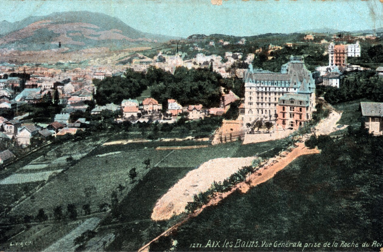 Rhone Alpes, Savoie (73), Aix les Bains (Aix-les-Bains): 19वीं-20वीं सदी के अंत में Roche du Roi - पोस्टकार्ड से लिया गया सामान्य दृश्य द्वारा अज्ञात