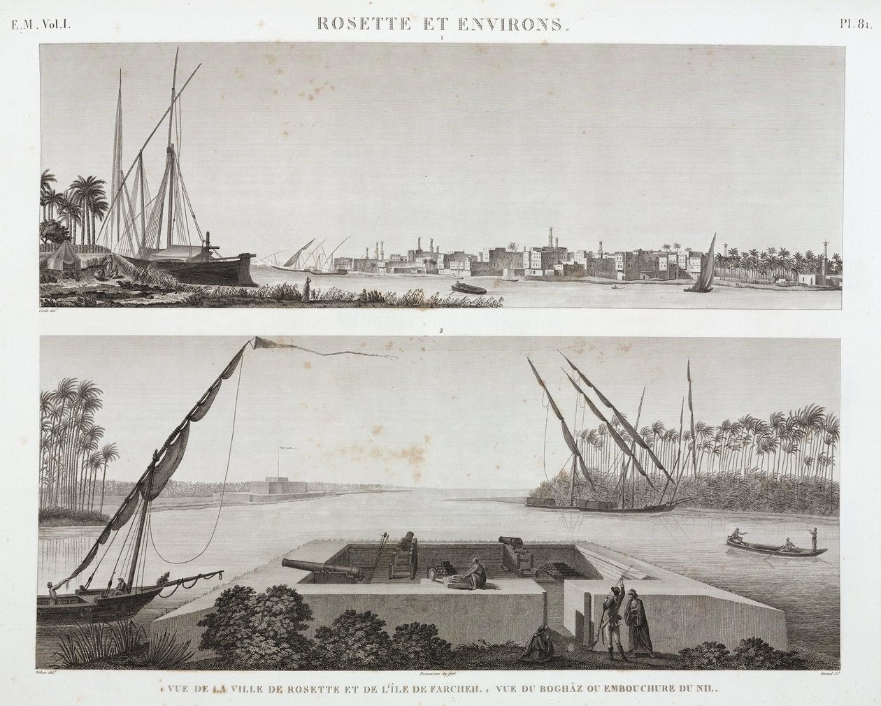 रोसेटा और नील नदी का मुहाना, मिस्र, c 1798 द्वारा अज्ञात