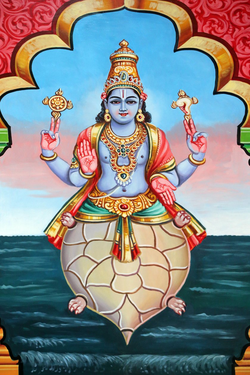 श्री वडापतिरा कालियाम्मन हिंदू मंदिर। विष्णु का अवतार। कुर्मा दूसरा अवतार। सिंगापुर द्वारा अज्ञात
