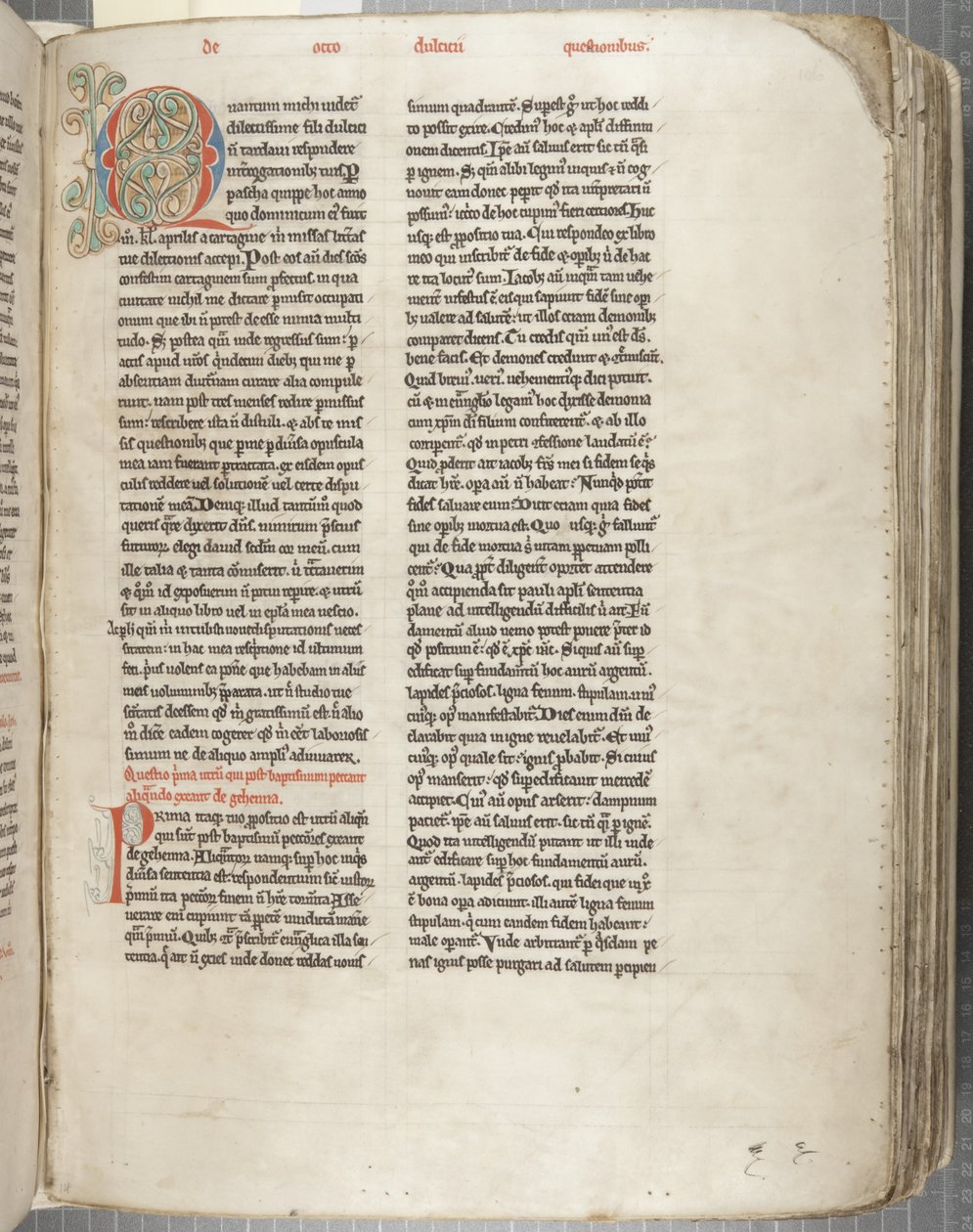 हिप्पो 'ओपेरा' के सेंट ऑगस्टाइन, फोल 106 रेक्टो, c.1200 (चर्मपत्र पर कलम और स्याही) द्वारा अज्ञात