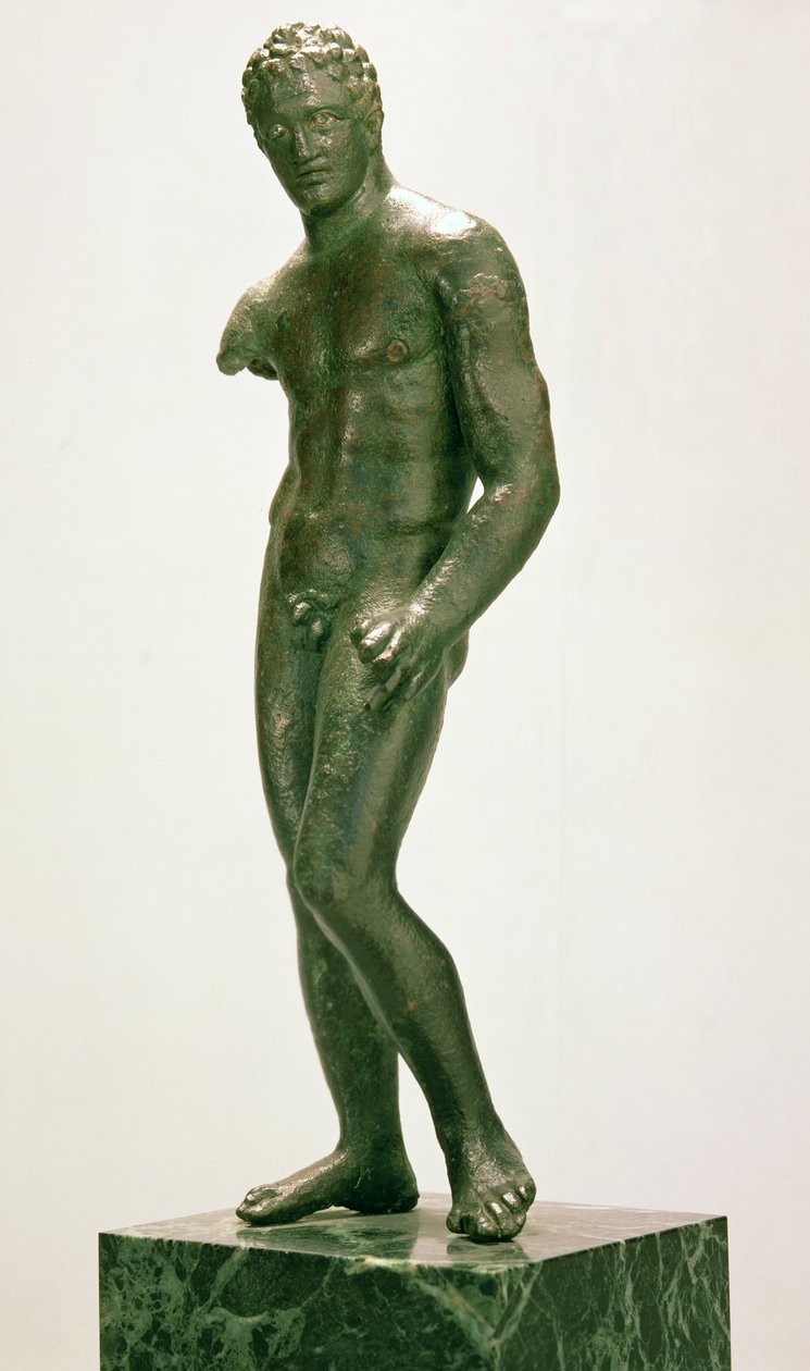 एक पुरुष मुक्केबाज की मूर्ति, ग्रीक, c.400-375 ईसा पूर्व (कांस्य) द्वारा अज्ञात