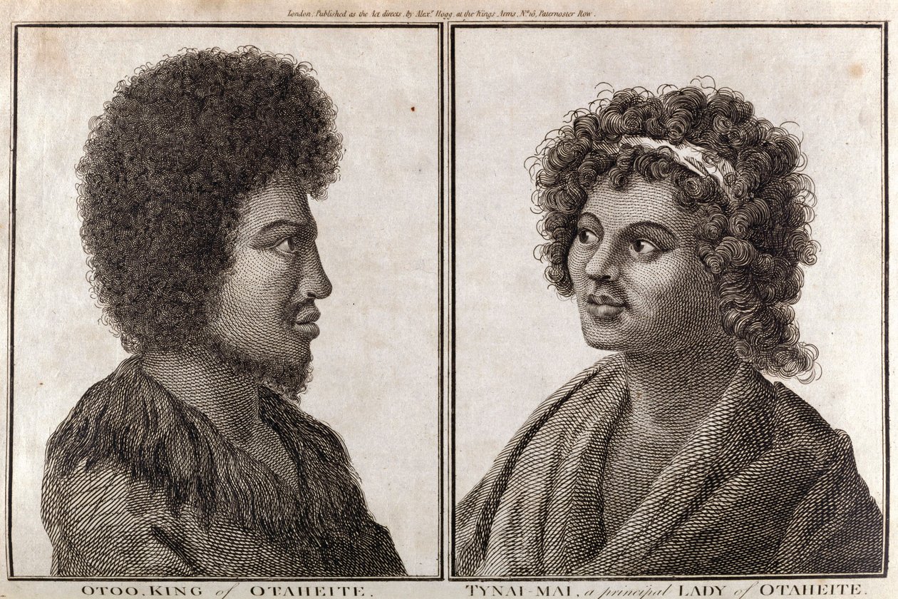 राजा और ताहिती की एक प्रमुख महिला, c 1773 द्वारा अज्ञात