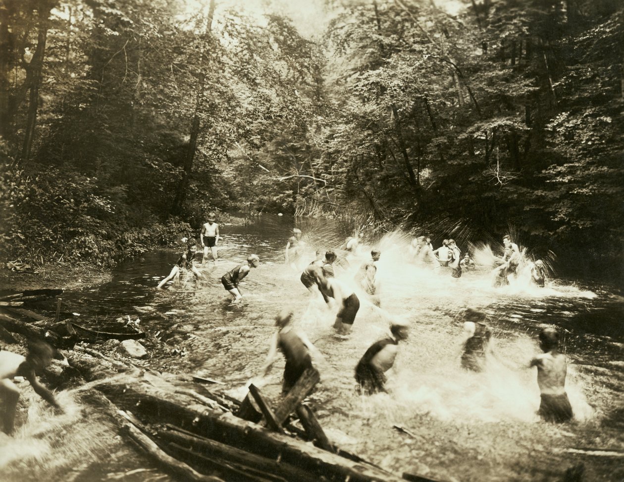 द ओल्ड स्विमिंग होल, संयुक्त राज्य अमेरिका, c.1920 (b/w फोटो) द्वारा अज्ञात कलाकार