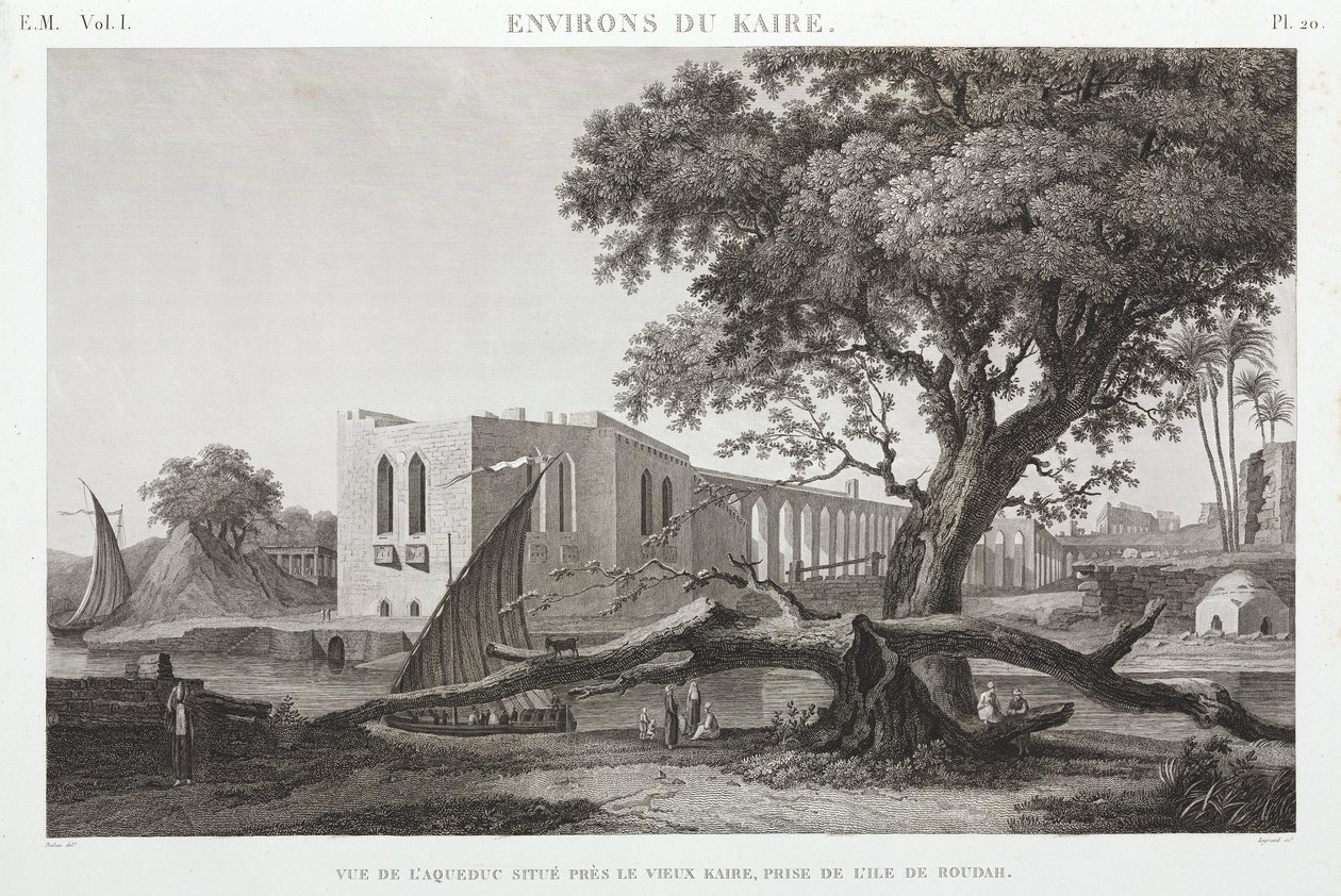 रूदाह, मिस्र के द्वीप से ओल्ड काहिरा में जल संचयन, c 1798 द्वारा अज्ञात