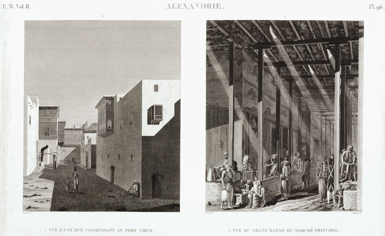 अलेक्जेंड्रिया, मिस्र के दो दृश्य, c 1798 द्वारा अज्ञात
