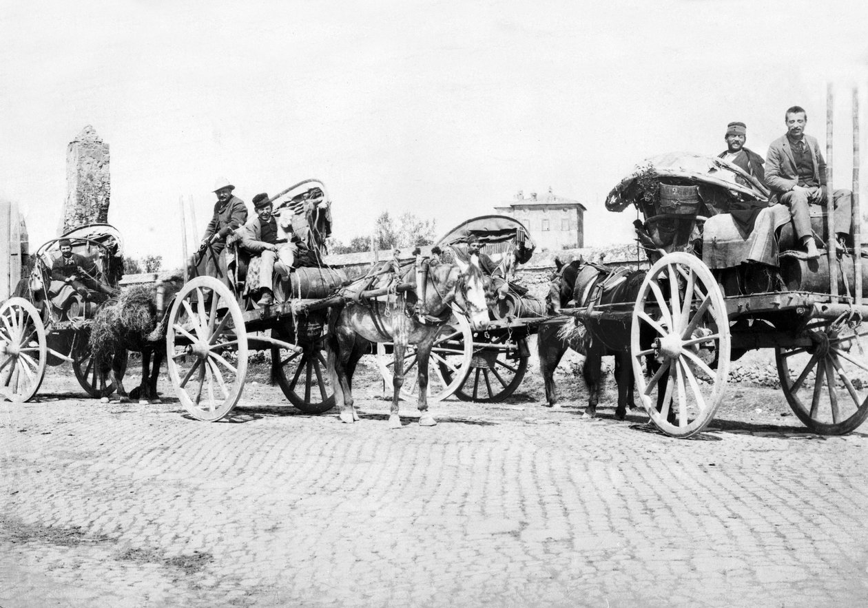 यूनाइटेड किंग्डन: वाइन कार्ट्स एट ए वाइनयार्ड। फ्रांस, c1890 द्वारा अज्ञात