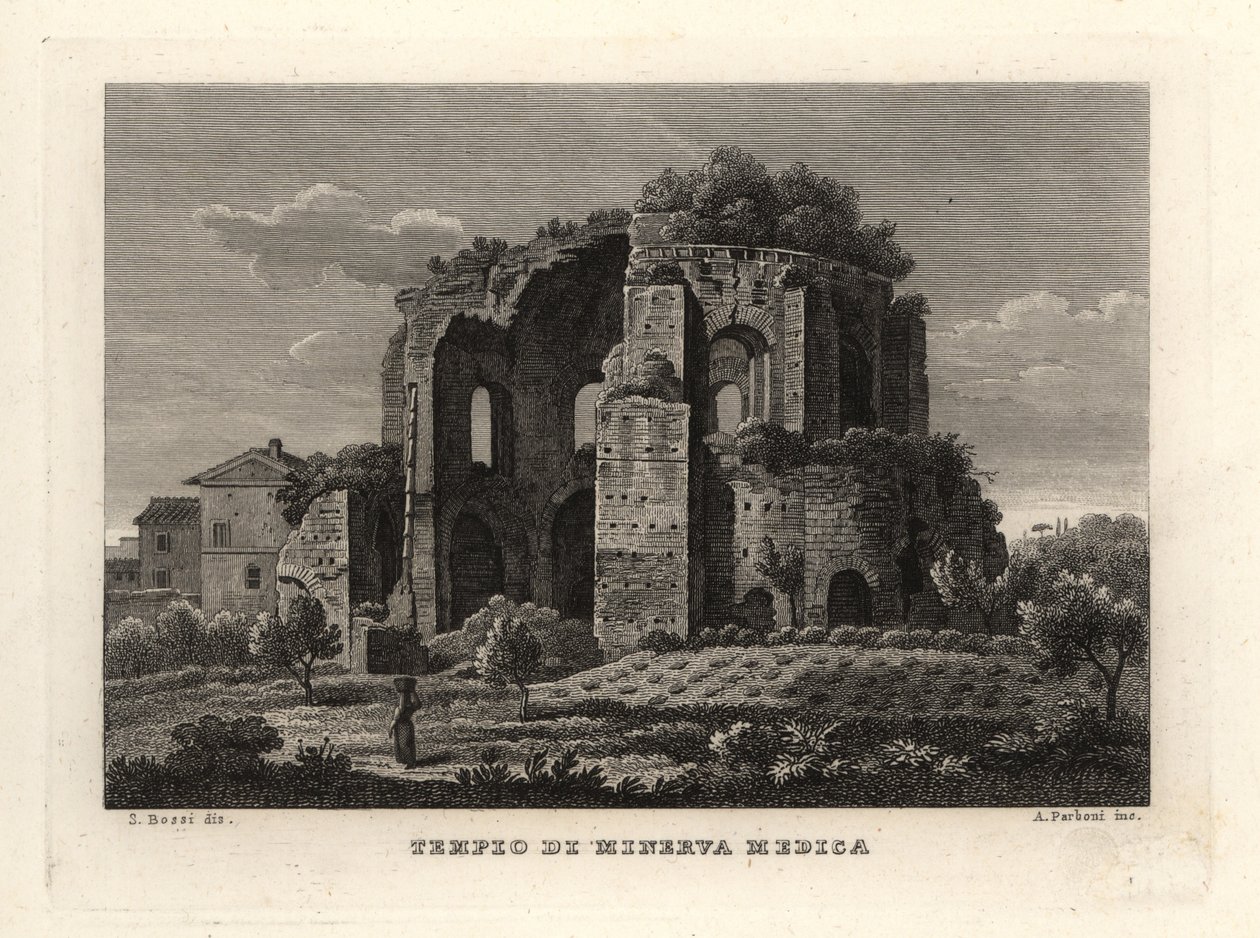 मिनर्वा मेडिका के मंदिर का दृश्य, टेम्पियो डि मिनर्वा मेडिका, या निम्फियम, रोम द्वारा अज्ञात
