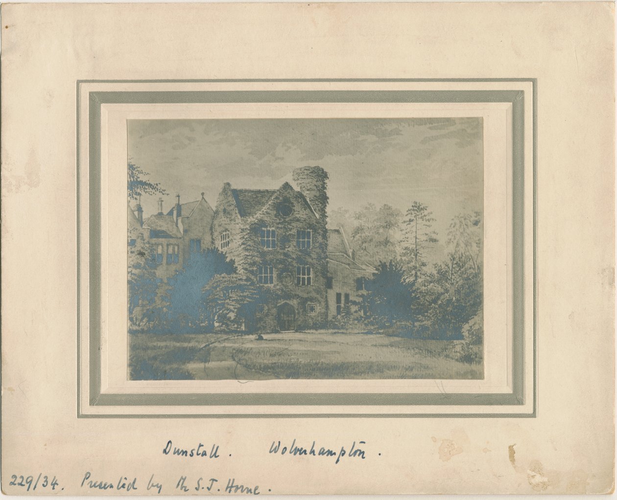 वॉल्वरहैम्प्टन - डंस्टल हॉल: वाटर कलर पेंटिंग की तस्वीर, nd [c 1860] द्वारा अज्ञात