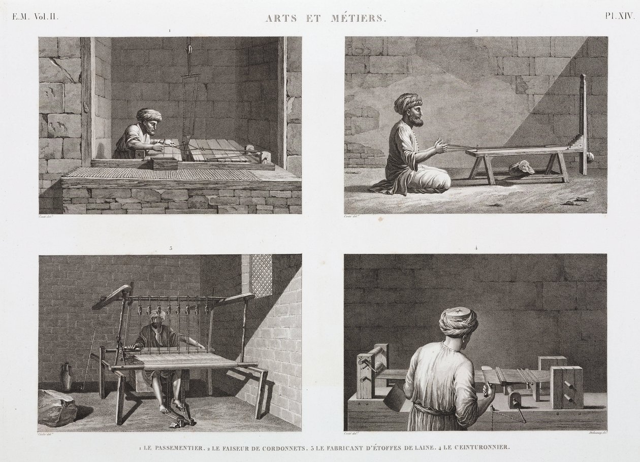 वूल एंड वर्स्टेड, वीविंग वीविंग, इजिप्ट, c 1798 द्वारा अज्ञात