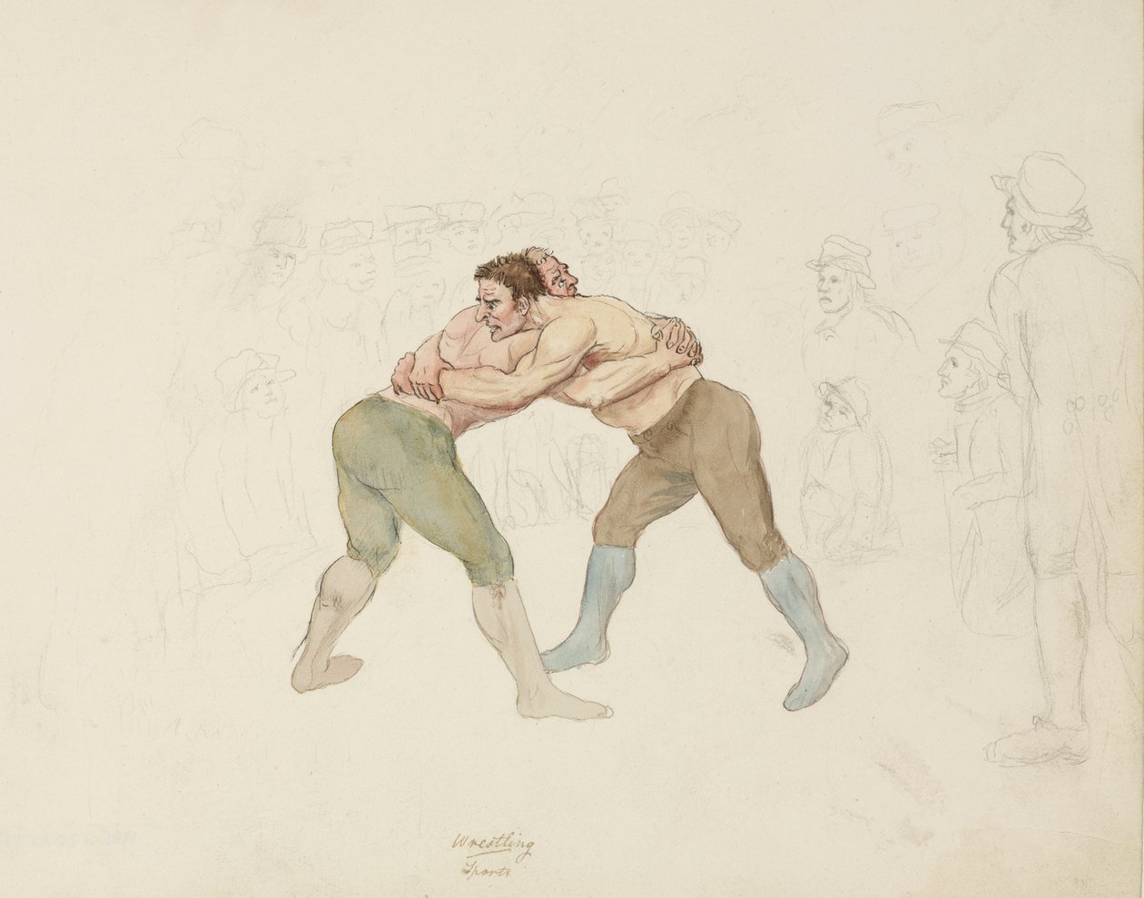 कुश्ती मैच, नॉर्थम्बरलैंड, c 1805-1820 द्वारा अज्ञात