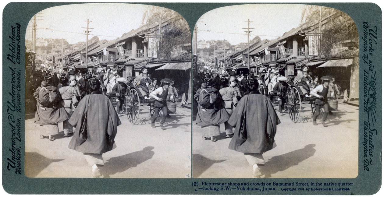 बत्सुमती गली, योकोहामा, जापान, 1904। द्वारा अंडरवुड और अंडरवुड