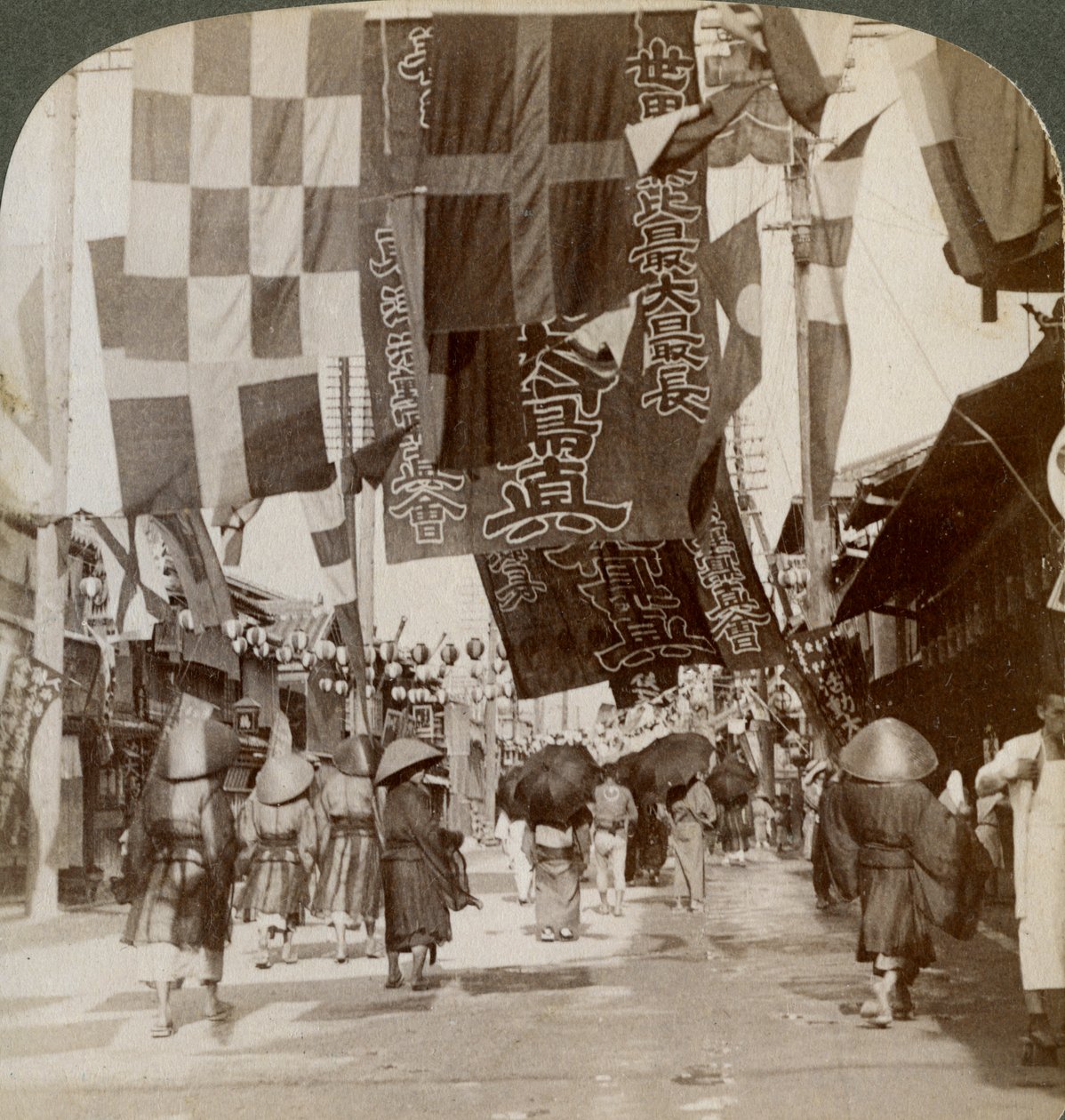 डोटोम्बोरी, या थियेटर स्ट्रीट, ओसाका, जापान, 1904 द्वारा अंडरवुड और अंडरवुड