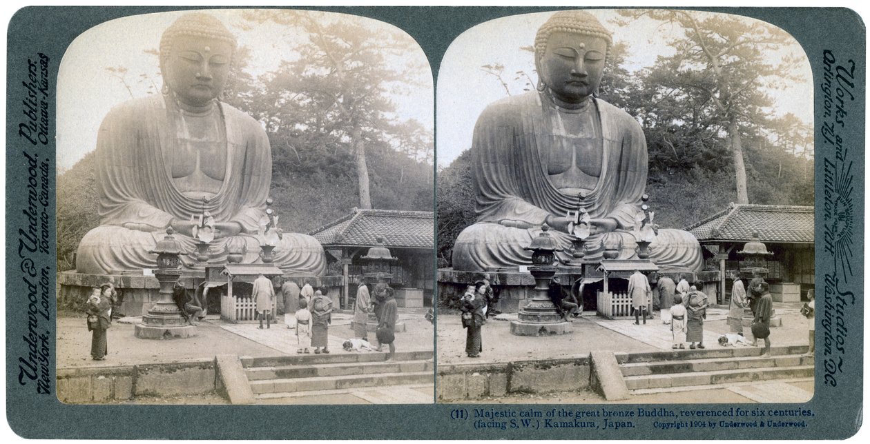 महान कांस्य बुद्ध, कामाकुरा, जापान, 1904 द्वारा अंडरवुड और अंडरवुड