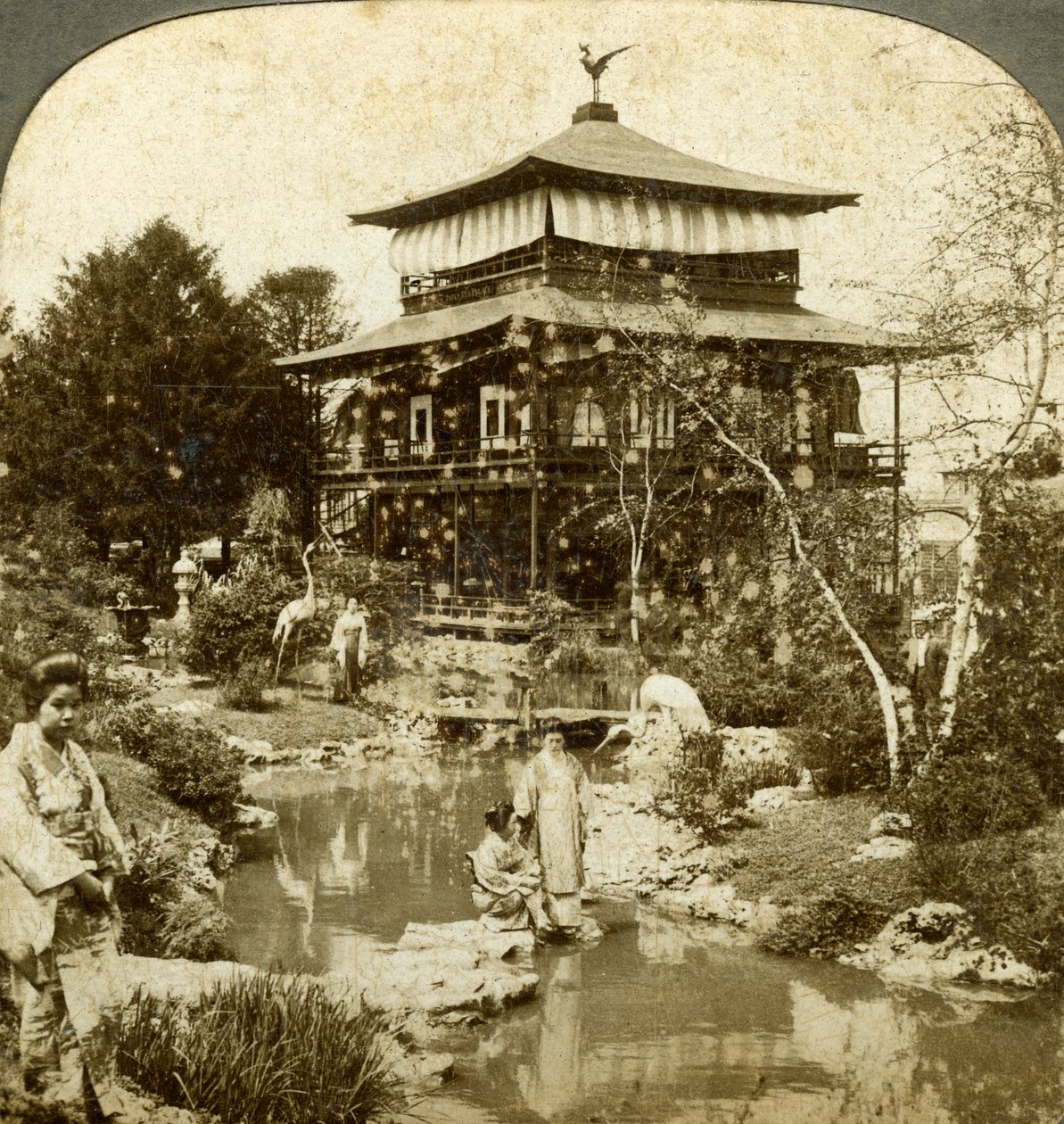 संसारों के मेले में जापानी उद्यान, सेंट लुइस, मिसौरी, यूएसए, 1904। द्वारा अंडरवुड और अंडरवुड