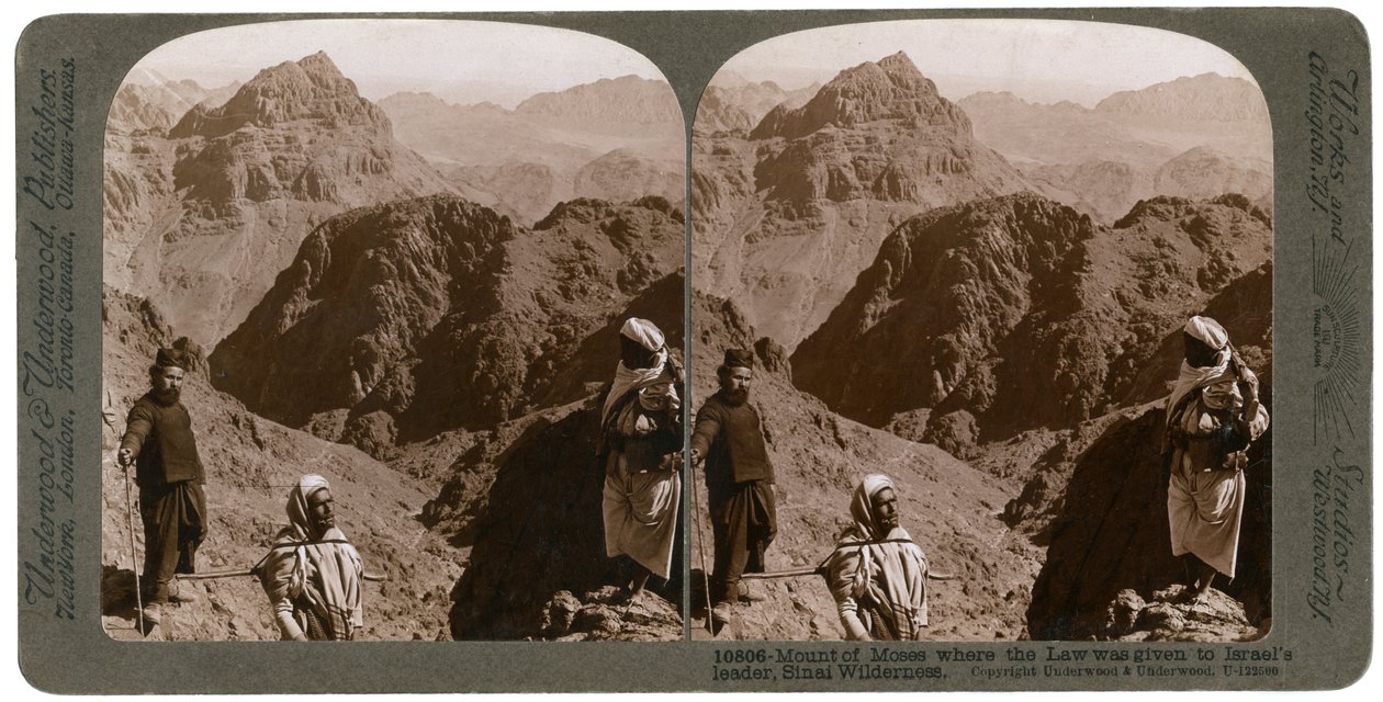 मूसा का पर्वत, जहां कानून इजरायल के नेता, सिनाई जंगल, 1900s को दिया गया था। द्वारा अंडरवुड और अंडरवुड