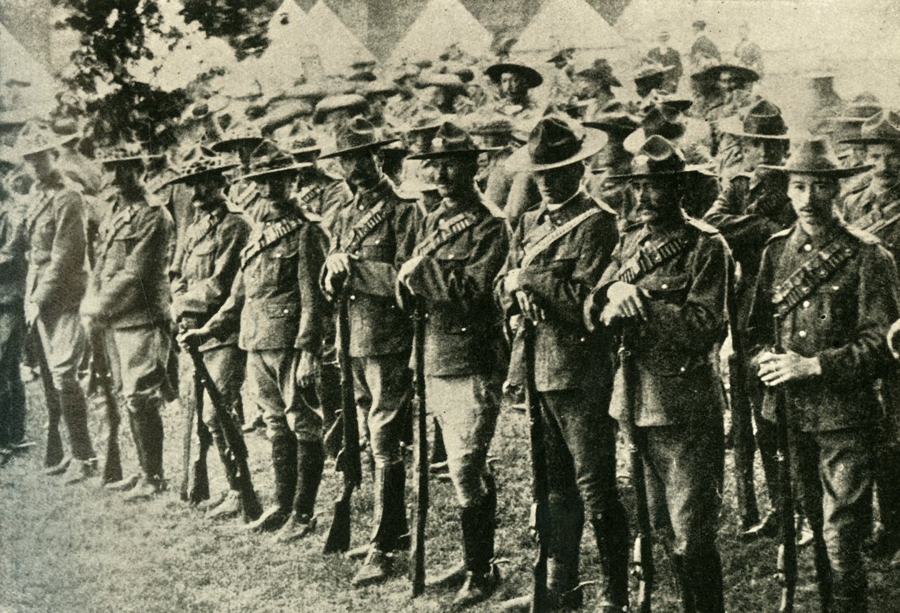 ऑस्ट्रेलिया, न्यूजीलैंड, कनाडा और दक्षिण अफ्रीका के सैनिक, 1914-1918, c1920। द्वारा अंडरवुड और अंडरवुड