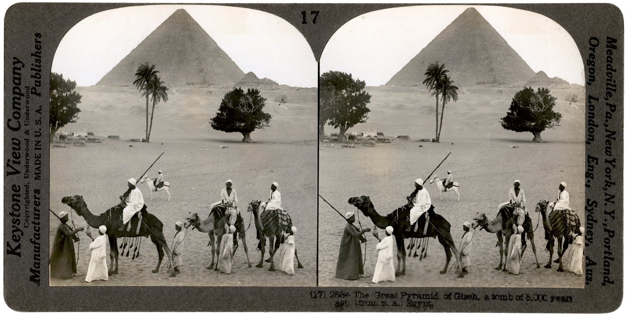 ग्रेट पिरामिड ऑफ़ गीज़ा, मिस्र, 1905। द्वारा अंडरवुड और अंडरवुड