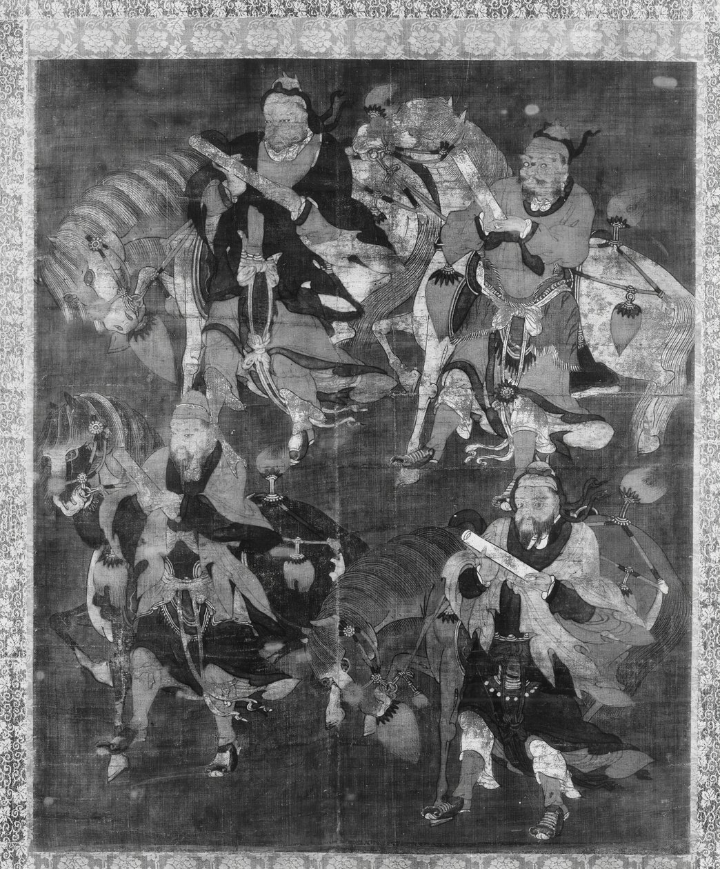 घोड़ों के साथ चार देवता। द्वारा अज्ञात।