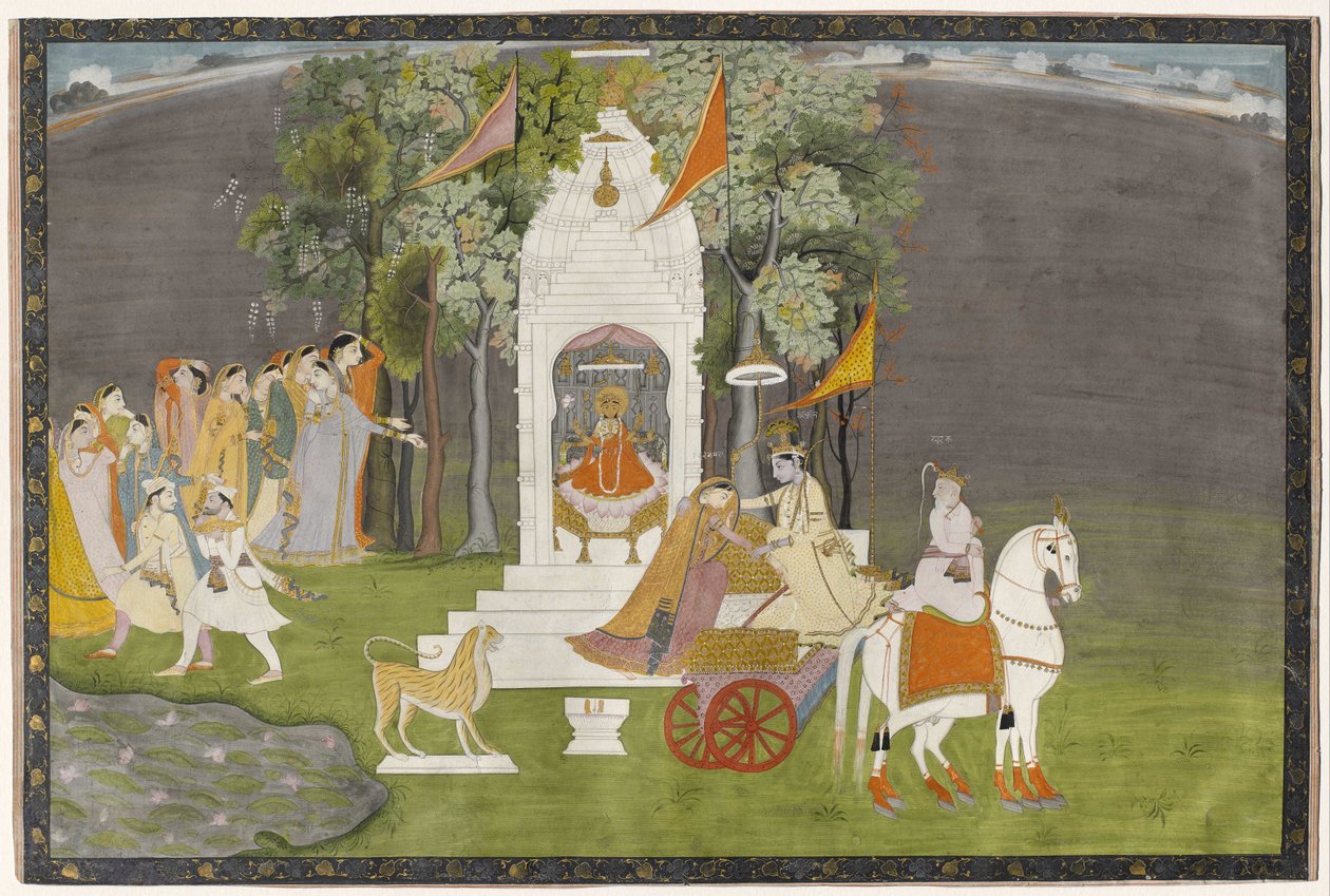मंदिर से रुक्मणी का अपहरण करते कृष्ण द्वारा इंडियन स्कूल