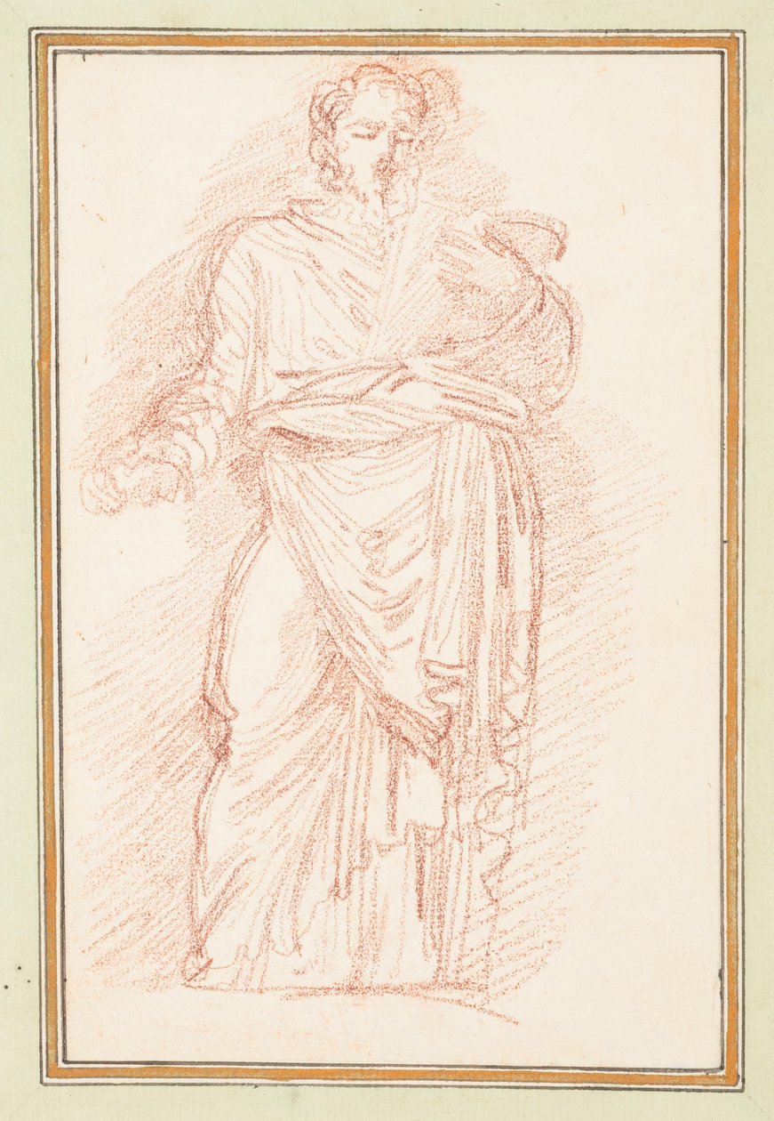 ड्राइंग, कमर के चारों ओर टाई के साथ रॉबड आंकड़ा 1759-1770 द्वारा अज्ञात