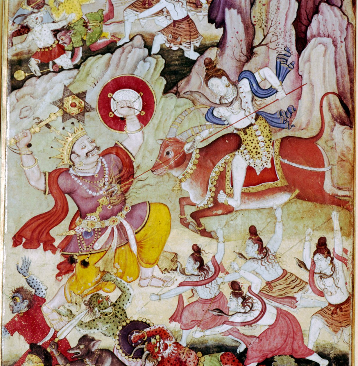 Siva destroys the demon Andhaka, Harivamsa manuscript, Mughul, c1590 द्वारा अज्ञात