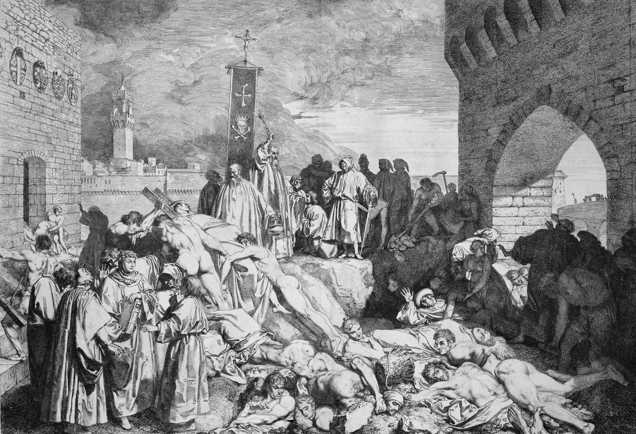 - 1348 की फ्लोरेंस की महान प्लेग - 1348 में फ्लोरेंस की प्लेग - द्वारा अज्ञात कलाकार