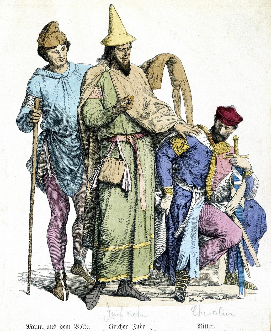 11वीं सदी की वेशभूषा: अमीर यहूदी और शूरवीर - उत्कीर्णन द्वारा अज्ञात कलाकार