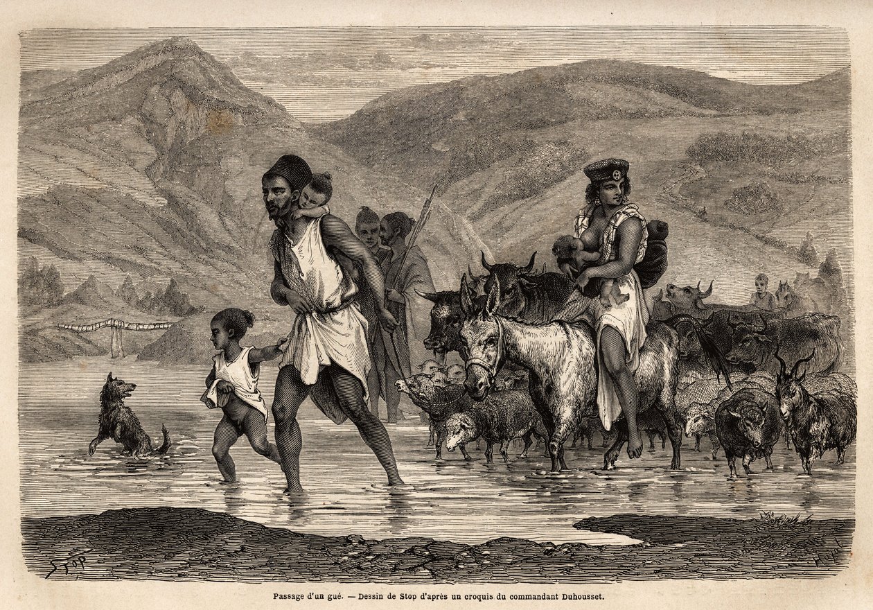 कबाइल चरवाहों का एक परिवार बेनी मेंगुएलेट मार्च में जाने के लिए वाडी जेमा को पार करता है, जो इस क्षेत्र में सबसे महत्वपूर्ण है; परिवार का मुखिया पहले उद्यम करता है, उसके बाद उसका परिवार और उसका झुंड, पहले भेड़ें और उनके बाद मवेशियों का बड़ा हिस्सा। इंग्लैं द्वारा अज्ञात कलाकार