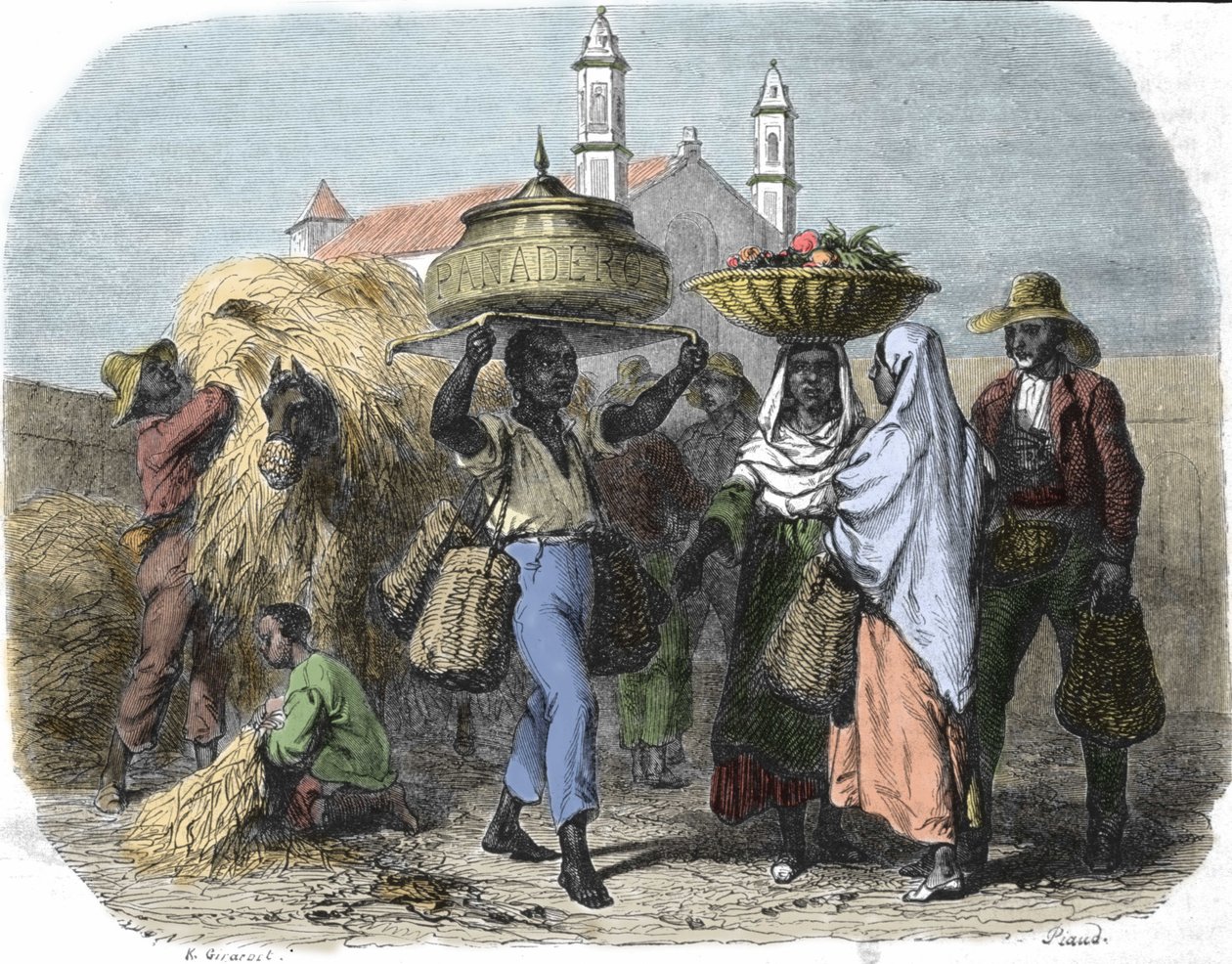 क्यूबा में एक यात्रा करने वाला रोटी विक्रेता, 1870 . का उत्कीर्णन द्वारा अज्ञात कलाकार