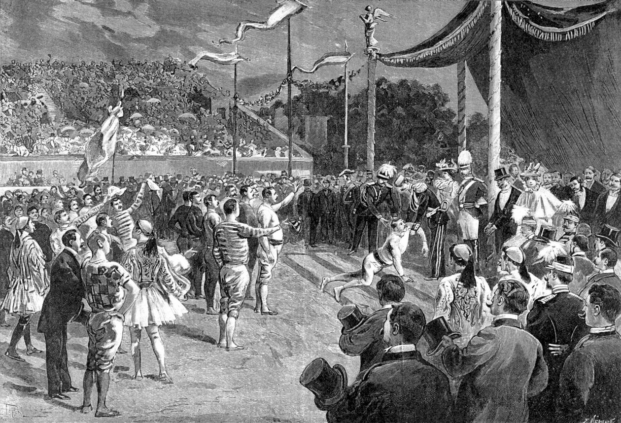 ओलंपिक खेलों के बारे में: मैराथन धावक - "" द इलस्ट्रे जर्नल" में, 26/04/1896। द्वारा अज्ञात कलाकार